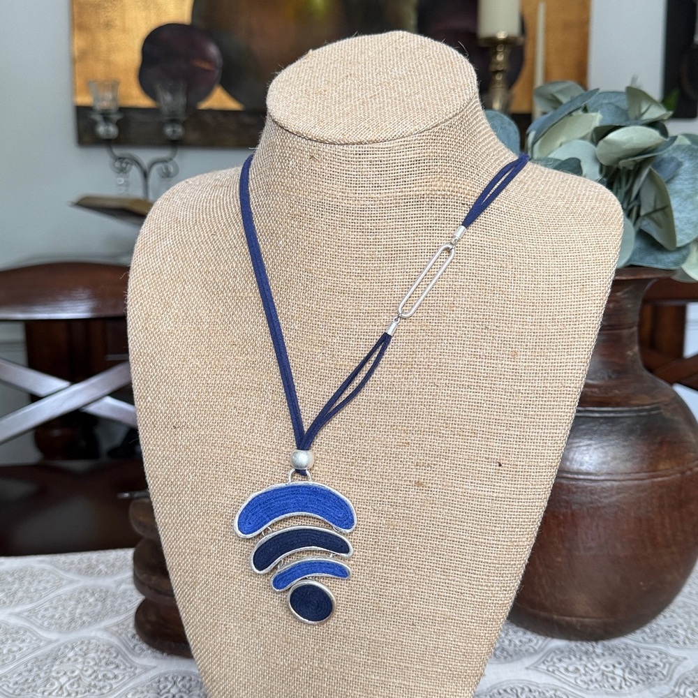 Blue and Silver Pendant Necklace